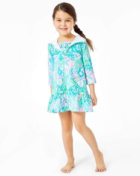 Lilly Pulitzer Girls Hooded Cooke CoverUp L (8-10) Vibrant Floral Print UPF 50+ - Picture 3 of 5